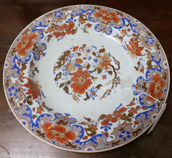 A 19th century Chinese shallow circular dish decorated in Imari colours